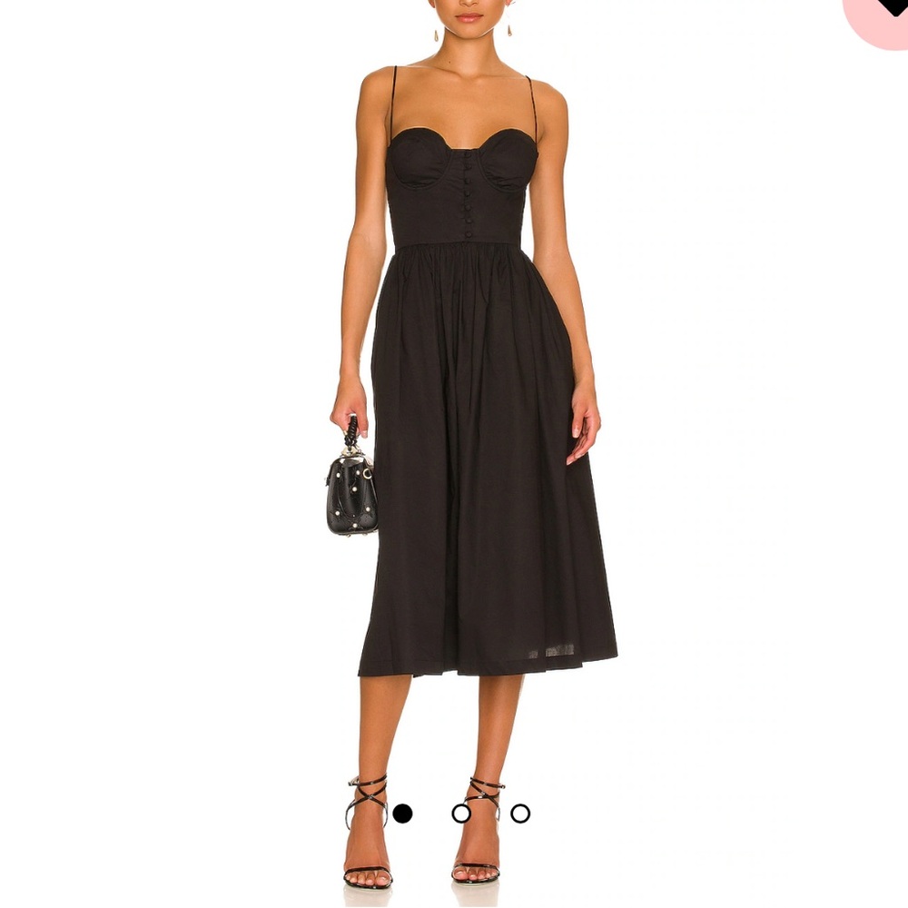 L’academie Black Bustier Midi Dress